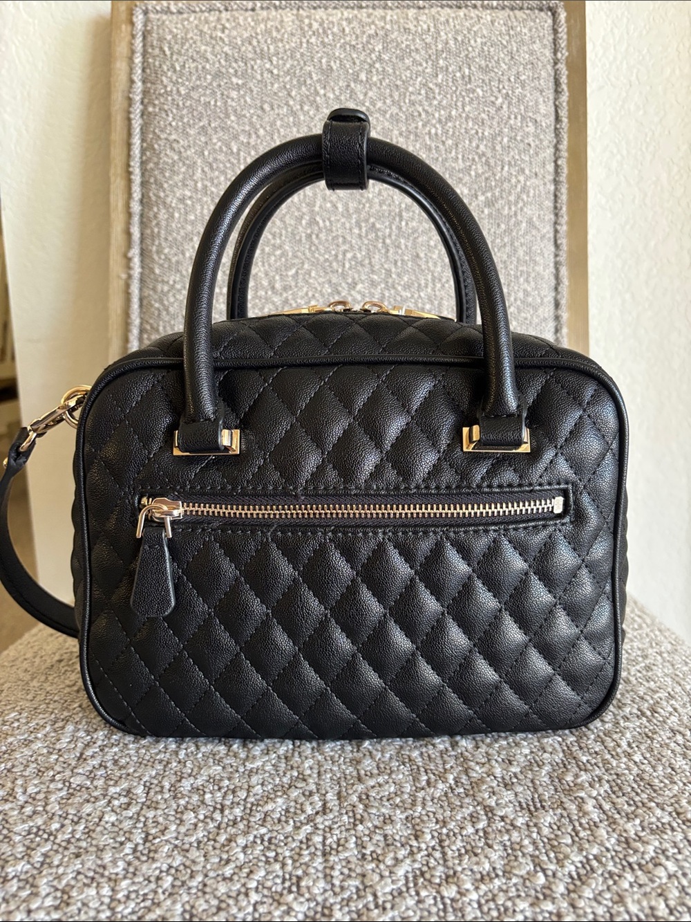 Guess Atabey Quilted Box Satchel Bag w/ Detachable Adjustable Strap New - Picture 7 of 16